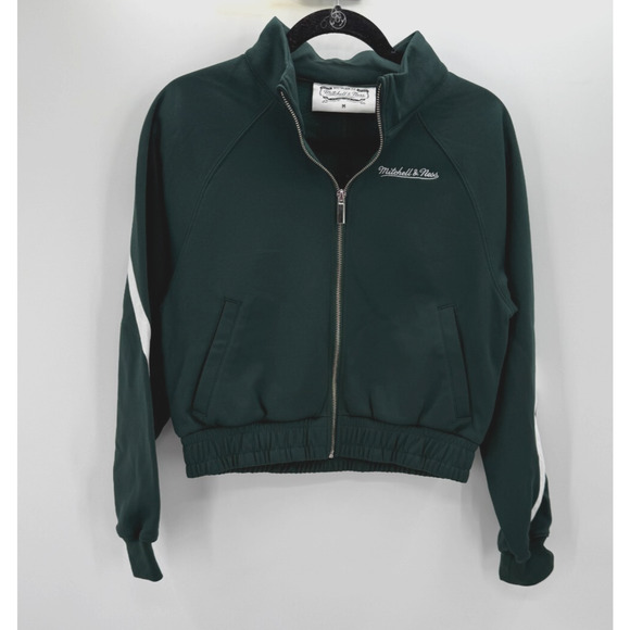 Mitchell & Ness Jackets & Blazers - Mitchell & Ness Women's Cropped Jacket Green White Script Logo NWOT Medium M
